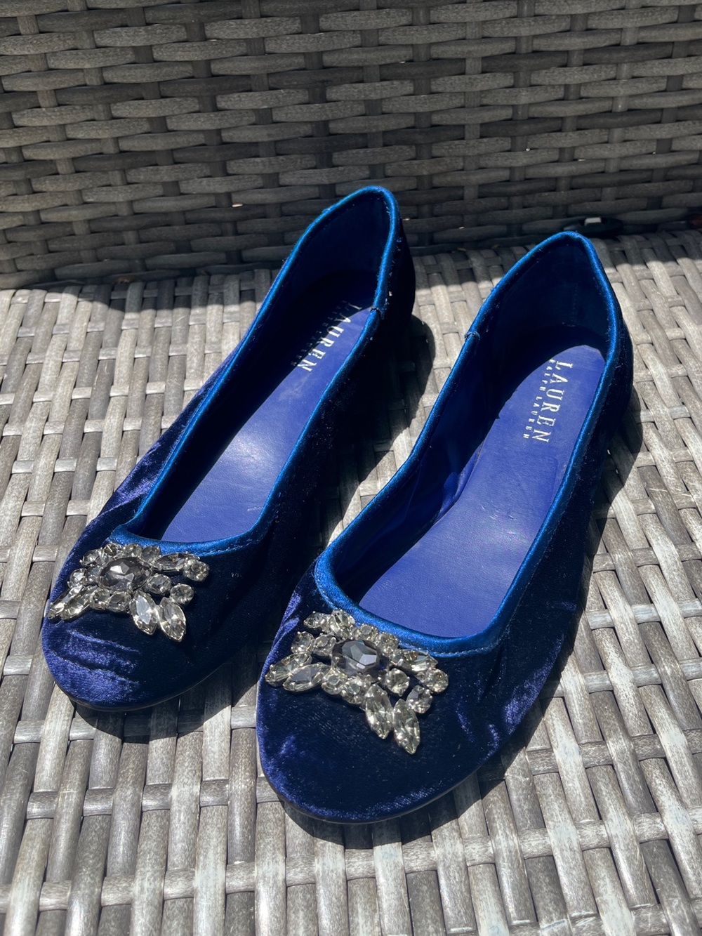 Lauren Ralph Lauren Adelisa Velvet Blue Ballet Flats